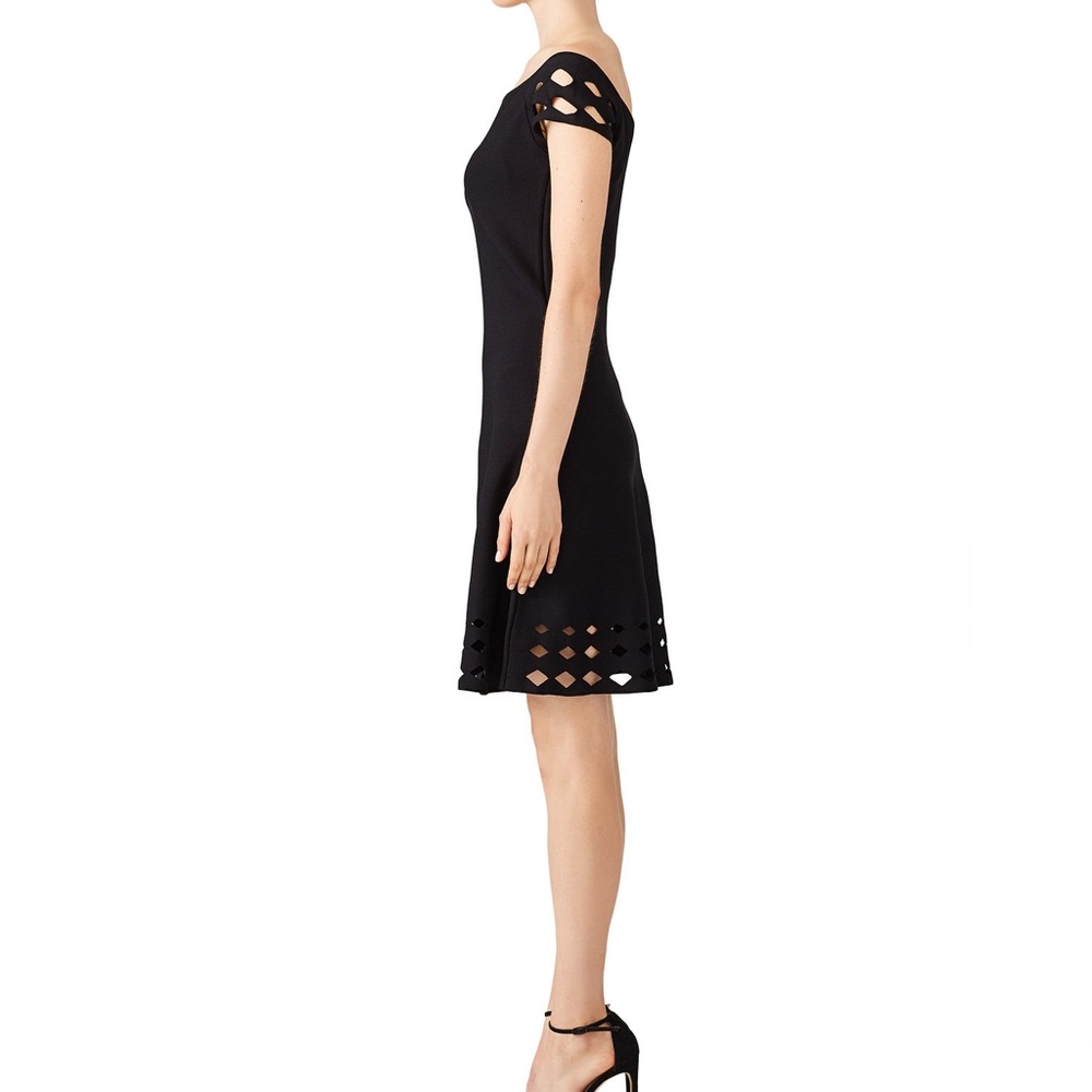 Shoshanna Amsterdam Off the Shoulder Dress Knit Cutout Details Black Medium - Picture 4 of 11